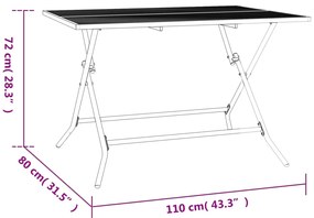 Mesa de jardim dobrável 110x80x72 cm malha de aço antracite