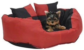 vidaXL Almofadão p/ cães reversível lavável 65x50x20cm vermelho/preto