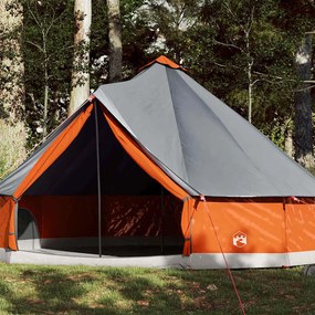 vidaXL Tenda familiar tipi para 12 pessoas impermeável cinza/laranja