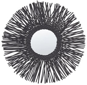 Espelho de parede em rattan preto ⌀ 60 cm KALASIN Beliani