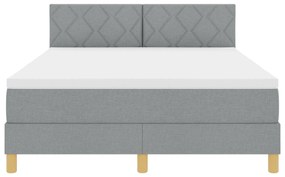 Cama Box Spring com Colchão Cinza Claro 140x200 cm Tecido
