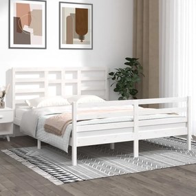 Estrutura de cama 160x200 cm madeira maciça branco