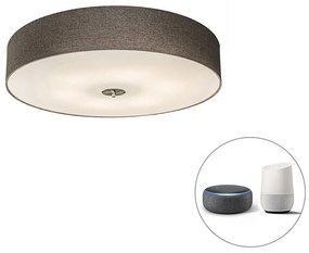 LED Candeeiro de teto Smart taupe 70 cm incl. 6 Wifi A60 - Tambor Juta Moderno,Country / Rústico