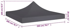 Teto para tenda de festas 2x2 m 270 g/m² antracite
