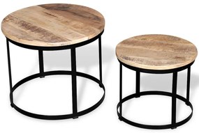vidaXL Mesas centro redondas madeira mangueira rústica 2 pcs 40cm/50cm
