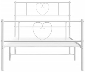 Estrutura de cama com cabeceira e pés 75x190 cm metal branco