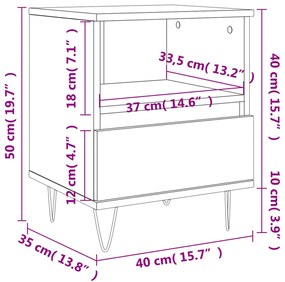 Mesa de cabeceira 40x35x50cm derivados madeira cinzento cimento
