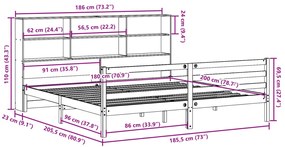 Cama com estante sem colchão 180x200 cm madeira maciça
