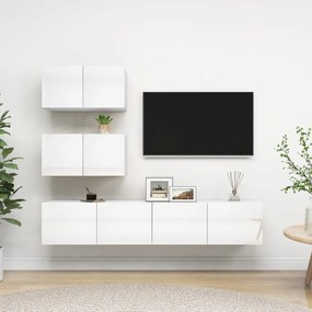vidaXL 4 pcs conjunto móveis de TV derivados madeira branco brilhante