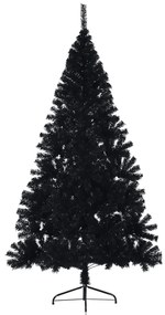 Meia árvore de Natal artificial com suporte 210 cm PVC preto