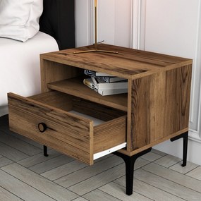 Mesa de Cabeceira Lizbon500 – Nogueira – 56x50,8x40 cm