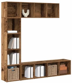 vidaXL Livro Armários 3 pcs derivados de madeira madeira velha