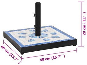 Base p/ guarda-sol quadrada 12 kg azul e branco