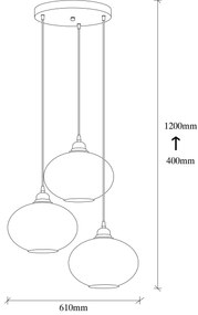 Candeeiro Suspenso Smoked – Fumê – 61 x 61 cm