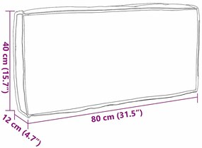 Almofada de Palete para Encosto Cinza 80x40x12 cm em Tecido Oxford