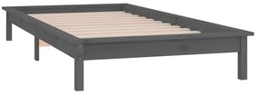 Estrutura cama c/ luzes LED 100x200 cm madeira maciça cinzento