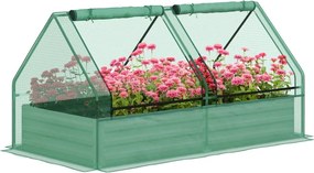 Floreira Exterior Grande com Mini Estufa com Base Aberta para Jardim Terraço Varanda 185x95x92 cm Cinzento e Verde