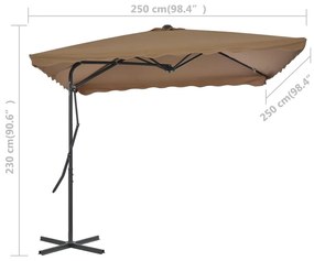 Guarda-sol exterior c/ poste em aço 250x250cm cinza-acastanhado