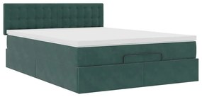 Estrutura de cama otomana com colchão 140x200 cm verde escuro