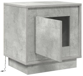 Cômodas de Cabeceira com Luzes LED 2 pcs Cinza Concreto 44x34,5x45 cm