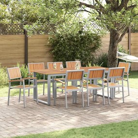 vidaXL Cadeiras de Jardim Empilháveis 8 pcs Aço Cinza e Madeira Sólida de Acácia