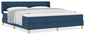 Cama box spring com colchão azul, 180 x 200 cm, tecido.