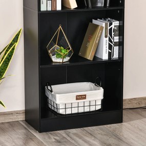HOMCOM Estante para Livros de 5 Níveis com Prateleira Ajustável e Desenho Anti-Tombo Estante de Armazenamento para Sala de Estar Estúdio Escritório 63x29,5x176 cm Preto