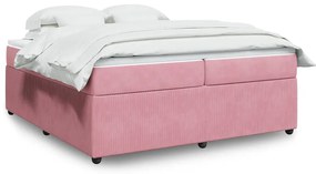 vidaXL Cama com molas/colchão 200x200 cm veludo rosa