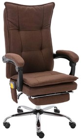 vidaXL Cadeira de escritório c/ função de massagem tecido castanho