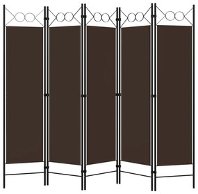 Divisória de quarto com 5 painéis 200x180 cm castanho