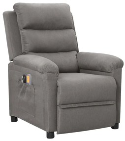 Poltrona de massagens elétrica tecido cinzento-claro
