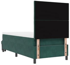Cama Box Spring com Colchão e Banco Verde Escuro 90x200 cm Veludo