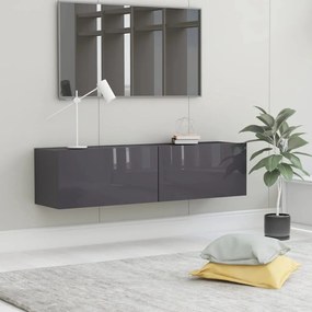 vidaXL Móvel de TV 120x30x30cm derivados de madeira cinzento brilhante