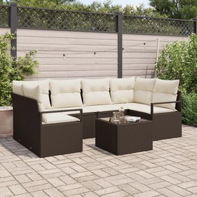 Conjunto de Sofá de Jardim vidaXL com 7 Peças e Almofadas em Rattan Si