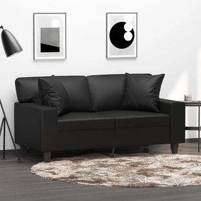 Sofá Emily - De 2 Lugares com 2 Almofadas Decorativas - Cor Preto - Em