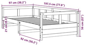 Sofá-cama 90x190 cm madeira de pinho maciça castanho cera