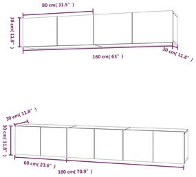 Conjunto móveis de TV 5 pcs madeira processada sonoma cinza
