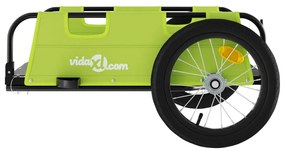Reboque de carga para bicicleta tecido oxford e ferro verde