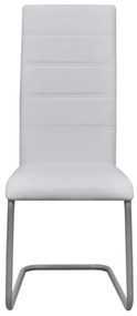 Cadeiras de jantar cantilever 4 pcs couro artificial branco