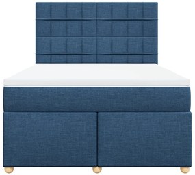 Cama com molas/colchão 140x200 cm tecido azul