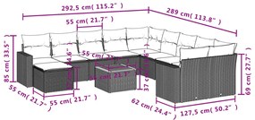 12 pcs conjunto de sofás p/ jardim com almofadões vime PE bege