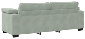 Sofá de 3 lugares 178 cm veludo cinzento-claro