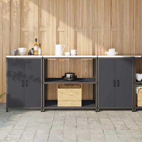 vidaXL Conjunto de Armazenamento de Cozinha 3 pcs Cinzento-escuro