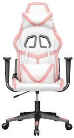 Cadeira gaming couro artificial branco e rosa