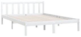 Estrutura de Cama Jane em Madeira de Pinho - 140x190 cm - Branco - Des