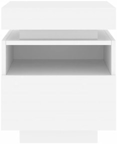 Mesa de cabeceira com luzes LED 40x39x48,5 cm branco