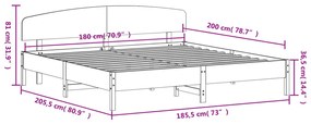 Estrutura de cama com cabeceira 180x200 cm pinho maciço