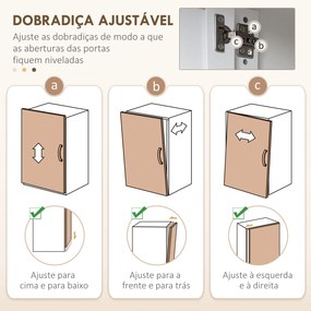 Armário de Cozinha Móvel Auxiliar de Cozinha com 3 Portas de Vidro Com
