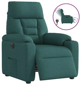 vidaXL Poltrona elétrica reclinável tecido verde-escuro