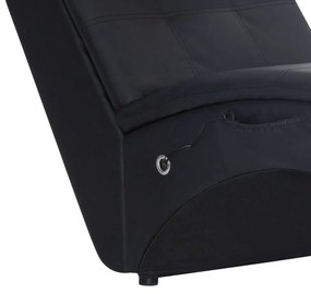 Chaise longue de massagem c/ almofada couro artificial preto